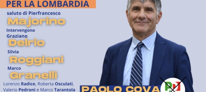 Corriamo Insieme: alle regionali il mio appoggio al PD e al candidato Paolo Cova