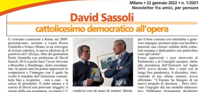 È uscito il nuovo numero de Il Sicomoro con in prima pagina il ricordo di David Sassoli